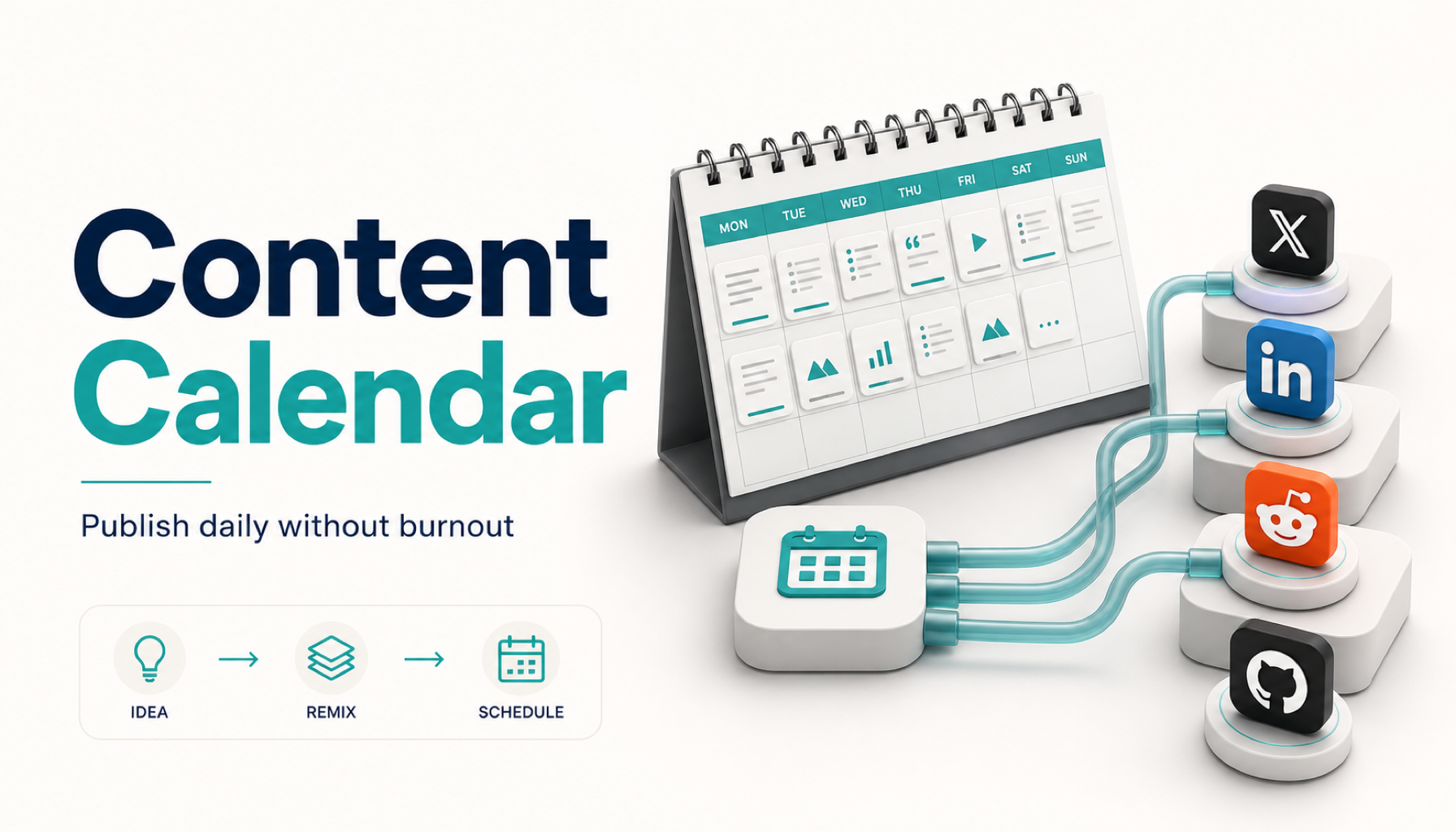 The Solo Founder Content Calendar: How to Publish Daily on 4 Platforms Without Burning Out